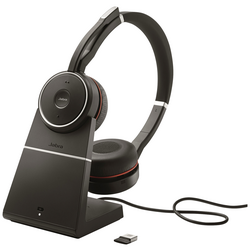 Jabra Evolve 75 Second Edition - MS Teams telefon Sluchátka On Ear bezdrátová, Bluetooth®, kabelová stereo černá Redukce šumu mikrofonu, Potlačení hluku headset, vč. nabíjecí a dokovací stanice, regulace hlasitosti