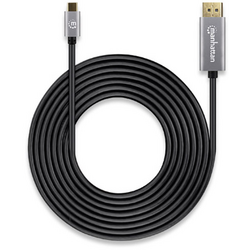 Manhattan DisplayPort / USB-C® kabel Konektor DisplayPort, USB-C ® zástrčka 3.00 m šedá, černá 354851 DisplayPort 1.4 , třížilový stíněný, pozlacené kontakty Kabel DisplayPort