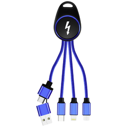 Smrter Nabíjecí kabel USB USB 2.0 Apple Lightning konektor, USB-A zástrčka, USB-C ® zástrčka, USB Micro-B zástrčka 0.15 m modrá hliníková zástrčka, s funkcí OTG, látkový potah SMRTER_HYDRA_GO_NB