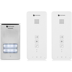 Smartwares  DIC-21122    domovní telefon  2 linka  kompletní sada  pro 2 rodiny  stříbrná, bílá