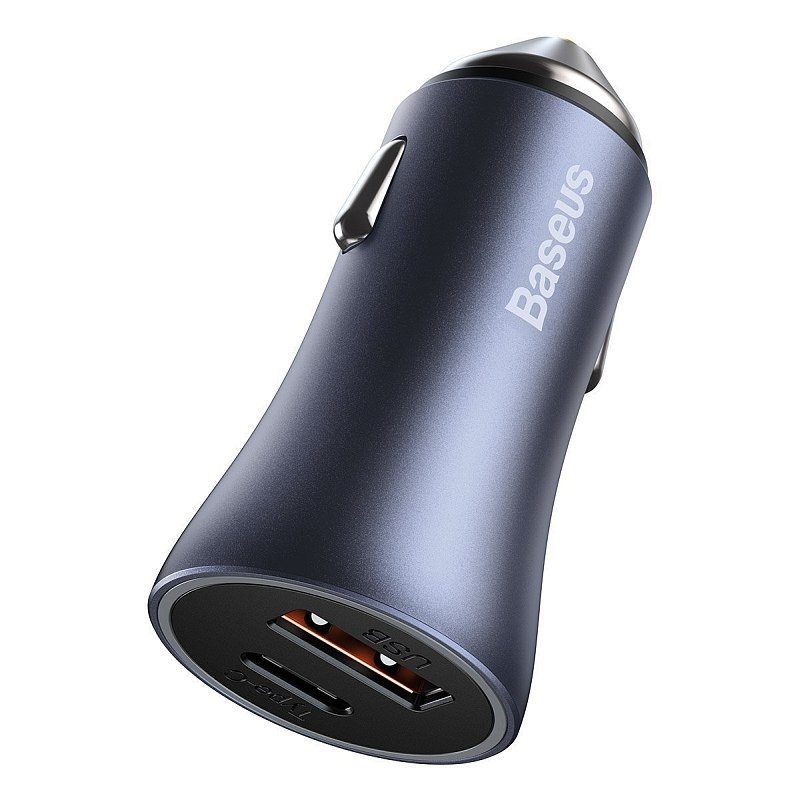 Baseus Golden Contactor Pro car charger, USB + USB-C, QC4.0+, PD, SCP, 40W (gray)