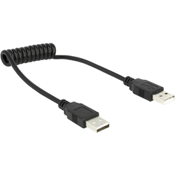 Delock USB kabel USB 2.0 USB-A zástrčka, USB-A zástrčka 0.60 m černá spirálový kabel 1937078