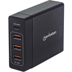 Manhattan Power Delivery Ladestation ein USB-C PD-Port bis 60W drei USB-A-Ports bis 12W 102124 nabíjecí adaptér do zásuvky (230 V) Výstupní proud (max.) 3 A 4 x USB 3.2 gen. 1 zásuvka A, USB-C® zásuvka