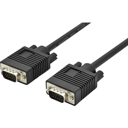 Digitus VGA kabel VGA pólové Zástrčka, VGA pólové Zástrčka 5.00 m černá AK-310103-050-S s feritovým jádrem, dvoužilový stíněný, kulatý VGA kabel