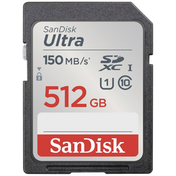 SanDisk SDXC Ultra 512GB (Class 10/UHS-I/150MB/s) paměťová karta SDXC 512 GB UHS-Class 1 vodotěsné, nárazuvzdorné