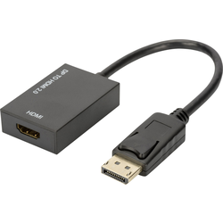 Digitus AK-340415-002-S DisplayPort / HDMI adaptér [1x zástrčka DisplayPort - 1x HDMI zásuvka] černá stíněný, podpora HDMI, Ultra HD (4K) HDMI, High Speed HDMI, kompletní stínění, dvoužilový stíněný, zablokovatelný  20.00 cm