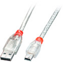 LINDY USB kabel USB 2.0 USB-A zástrčka, USB Mini-B zástrčka 5.00 m transparentní  41785