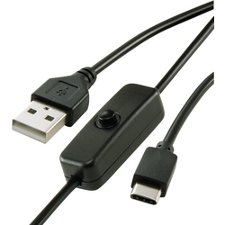 Renkforce  Napájecí kabel Raspberry Pi [1x USB 2.0 zástrčka A - 1x USB-C® zástrčka] 1.00 m černá vč. vypínače