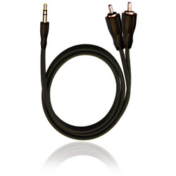 RCA D1C84013 jack / cinch audio kabel [2x cinch zástrčka - 1x jack zástrčka 3,5 mm] 0.75 m černá