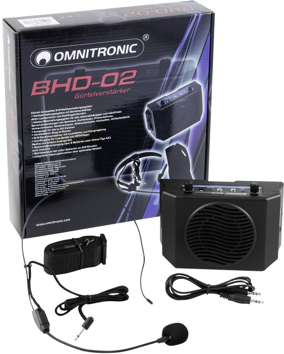 Přenosný PA reprobox Omnitronic BHD-02, 200 Ω, 3 /5 W
