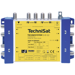 TechniSat Technisystem 5/8 G2, DC-NT rozdělovač satelitního signálu Vstupy (vícenásobný spínač): 5 (4 SAT/1 terestrický) Počet účastníků: 8