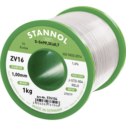 Stannol ZV16 bezolovnatý pájecí cín bez olova Sn99,3Cu0,7 REL0 1000 g 1 mm