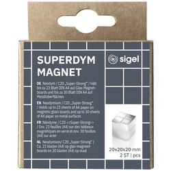Sigel neodymový magnet C20 "Super-Strong" (š x v x h) 20 x 20 x 20 mm krychle stříbrná 2 ks BA706