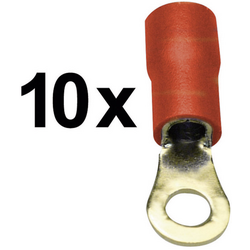 Sinuslive RKS-1,5 P kulaté kabelové oko  Průřez (max.)=1.50 mm² Ø otvoru=4 mm částečná izolace červená 10 ks