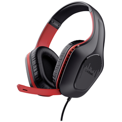 Trust GXT 415S Zirox Gaming Sluchátka Over Ear kabelová stereo černá, červená regulace hlasitosti, Vypnutí zvuku mikrofonu