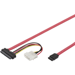 Digitus pevný disk, mechanika kabel [1x Molex zástrčka 4-pólová, SATA zástrčka 7-pólová - 1x kombinovaná SATA zástrčka 15+7-pólová] 0.50 m červená