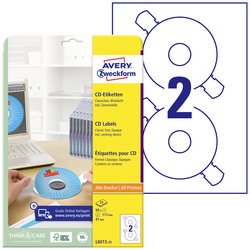 Avery-Zweckform šítek na CD/DVD L6015-25  Ø 117 mm papír bílá 50 ks permanentní  neprůhledný inkoust, laser