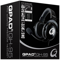 QPAD QH95 Gaming Sluchátka Over Ear kabelová 7.1 Surround černá  regulace hlasitosti, Vypnutí zvuku mikrofonu