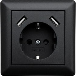 LEDmaxx USB1002 1násobné zásuvka do zdi   s USB, dětská ochrana  černá