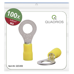 Quadrios 22C459 kulaté kabelové oko Průřez (max.)=6.0 mm² Ø otvoru=8.5 mm částečná izolace žlutá 1 sada