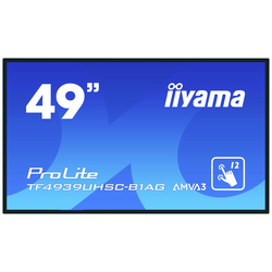 Iiyama ProLite TF4939UHSC-B1AG velkoformátový displej Energetická třída (EEK2021): G (A - G) 124.5 cm (49 palec) 3840 x 2160 Pixel 24/7 integrován reproduktor, mód portrét, vícedotkový (Multi-Touch), Funkce proti vzplanutí