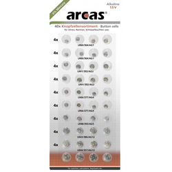 Arcas sada knoflíkových baterií Vždy 8 x AG1, AG3, AG4, AG13 a 4x AG5, AG12
