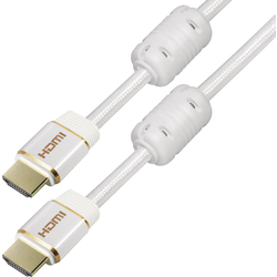 Maxtrack HDMI kabel Zástrčka HDMI-A, Zástrčka HDMI-A 1.50 m bílá C 216-1,5 L podpora HDMI, stíněný, Audio Return Channel, Ultra HD (4K) HDMI s Ethernetem, pozlacené kontakty, s feritovým jádrem HDMI kabel