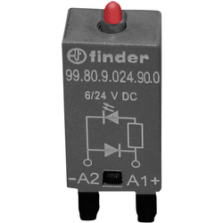 Finder zasouvací modul s diodou S nulovou diodou , s LED diodou 99.80.9.024.90.0 Barvy světla (LED svítidlo): červená Vhodné pro model (relé): Finder 94.54.1, Finder 94.84.3, Finder 95.85.3, Finder 95.95.3  1 ks