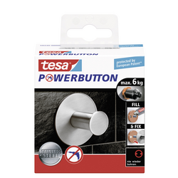 tesa POWERBUTTON Tesa® Powerbutton Hook Classic Round (Ø x v) 50 mm x 31 mm kov Množství: 1 ks